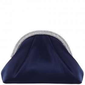 Women Nina Shoes Handbags | Jane Navy Satin/glass Crystal Frame Clutch