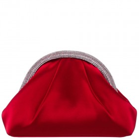 Women Nina Shoes Handbags | Jane Red Rouge Satin/glass Crystal Frame Clutch