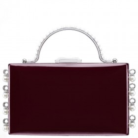 Women Nina Shoes Handbags | Kelly Bordeaux Earl Dangle Crystal Embellished Minaudiere
