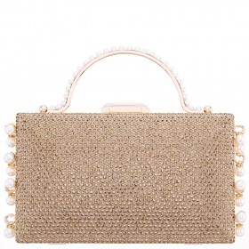 Women Nina Shoes Handbags | Kelly Dark Gold Earl Dangle Crystal Embellished Minaudiere