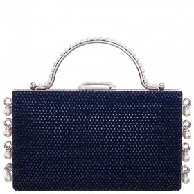 Women Nina Shoes Handbags | Kelly Navy Earl Dangle Crystal Embellished Minaudiere