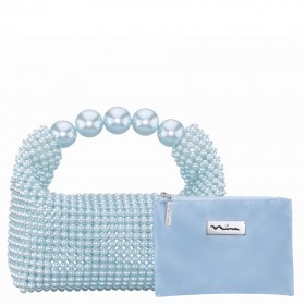 Women Nina Shoes Handbags | Kiki Icy Blue Plastic Pearl Hobo Bag