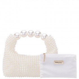 Women Nina Shoes Handbags | Kiki Ivory Plastic Pearl Hobo Bag