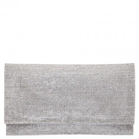 Women Nina Shoes Handbags | Kimora Silver Crystal Beaded Envelope Clutch