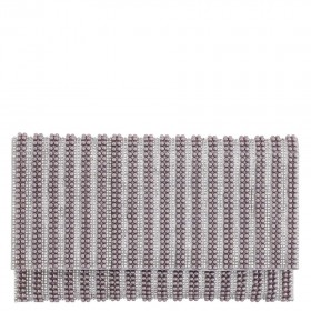 Women Nina Shoes Handbags | Kimora Soft Grey Allover Pearl/crystal Envelope Clutch