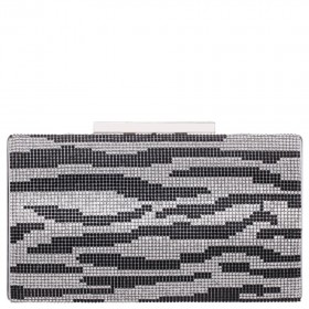 Women Nina Shoes Handbags | Lea Black Glass Crystal/reflective Suedette Minaudiere