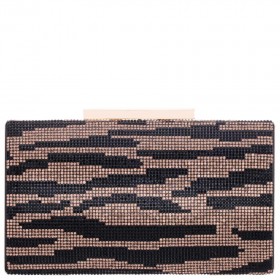 Women Nina Shoes Handbags | Lea Black Glass Crystal/reflective Suedette Minaudiere