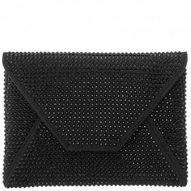 Women Nina Shoes Handbags | Lorna Black Rystal Encrusted Square Envelope Clutch
