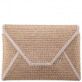 Women Nina Shoes Handbags | Lorna Gold Rystal Encrusted Square Envelope Clutch