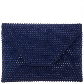Women Nina Shoes Handbags | Lorna Navy Rystal Encrusted Square Envelope Clutch