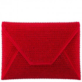 Women Nina Shoes Handbags | Lorna Red Rouge Rystal Encrusted Square Envelope Clutch