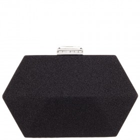 Women Nina Shoes Handbags | Molly Black Geometric Metallic Glitter Minaudiere