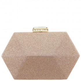 Women Nina Shoes Handbags | Molly Nude Geometric Metallic Glitter Minaudiere