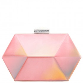 Women Nina Shoes Handbags | Molly Pearl Rose Geometric Mirror Metallic Patent Minaudiere