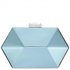 Women Nina Shoes Handbags | Molly Sea Green Geometric Mirror Metallic Patent Minaudiere