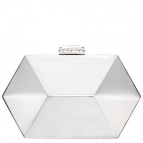 Women Nina Shoes Handbags | Molly Silver Geometric Mirror Metallic Patent Minaudiere