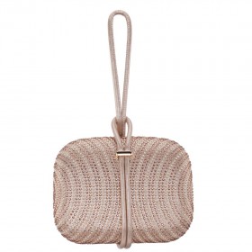 Women Nina Shoes Handbags | Noor Taupe Glass Crystal/reflective Suedette Minaudiere