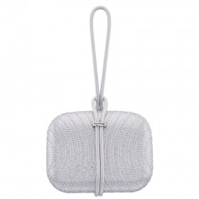 Women Nina Shoes Handbags | Noor True Silver Glass Crystal/reflective Suedette Minaudiere