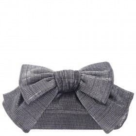 Women Nina Shoes Handbags | Veda Gunmetal Pleated Metallic Fabric Frame Clutch