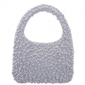 Women Nina Shoes Handbags | Zariah Silver Plastic Beads Hobo Bag