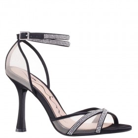 Women Nina Shoes Prom | Daniela Black Satin High-heel Evening Sandal