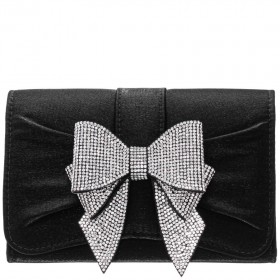 Women Nina Shoes Prom | Etta Black Metallic Shine Fabric Clutch