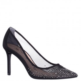 Women Nina Shoes Prom | Nalia Black Mesh With Faceted Crystals High-heel Pumps