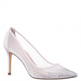 Women Nina Shoes Prom | Nalia Ivory Mesh With Faceted Crystals High-heel Pumps