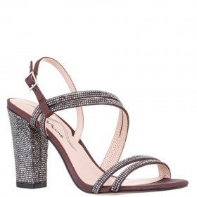 Women Nina Shoes Prom | Sabetha Dark Chocolate Crystal Block-heel Dressy Sandal