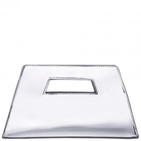 Women Nina Shoes Prom | Savonna Silver Ut Out Handle Trapezoid Clutch
