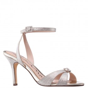 Women Nina Shoes Prom | Vinka Platino Textured Foil With Crystal Ornament High-heel Sandals
