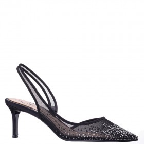 Women Nina Shoes Pumps | Nazaria Black Sling Back Mid-heel Pumps