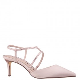 Women Nina Shoes Pumps | Nichele Pearl Rose Satin With Crystal Twist Mid-heel Slingback Pumps