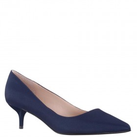 Women Nina Shoes Pumps | Nina50 Navy Satin Pointed-toe Kitten-heel Pumps