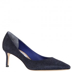 Women Nina Shoes Pumps | Nina60 Navy Metallic Textured Mid-heel Classic Pump