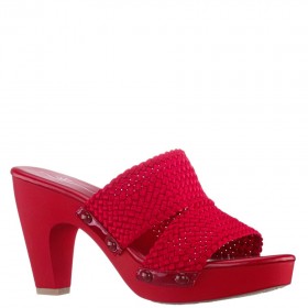 Women Nina Shoes Retro Shoes | Casino Poppy Red Slip On High-heel Platform Sandals