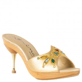 Women Nina Shoes Retro Shoes | Delight Gold Slip On Flat-shoe Platform Sandals