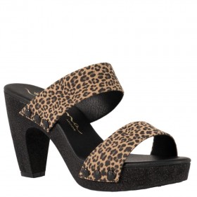 Women Nina Shoes Retro Shoes | Vegas Dark Cheetah Slip On High-heel Platform Sandals