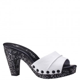 Women Nina Shoes Retro Shoes | Vibe2 White Slide Sandal On A Platform Bottom