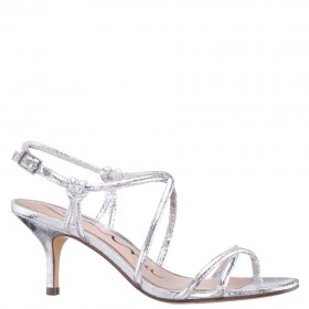 Women Nina Shoes Sandals | Bright Silver Textured Metallic Strappy Slingback Sandals