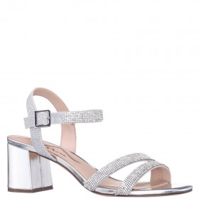 Women Nina Shoes Sandals | Brixie Silver Ankle Strap Mid-heel Sandals