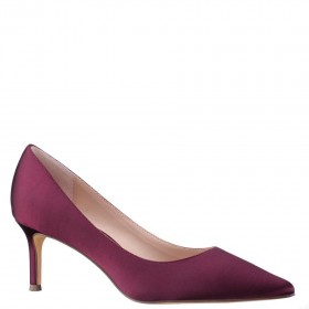 Women Nina Shoes Satin Shop | Nina60 Bordeaux Satin Mid-heel Classic Pump