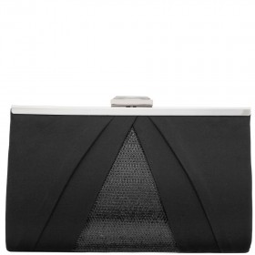 Women Nina Shoes Satin Shop | Ophelia Black Pleated Satin Frame Clutch