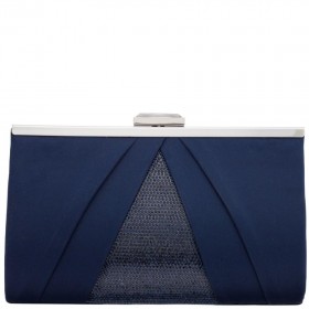 Women Nina Shoes Satin Shop | Ophelia Navy Pleated Satin Frame Clutch