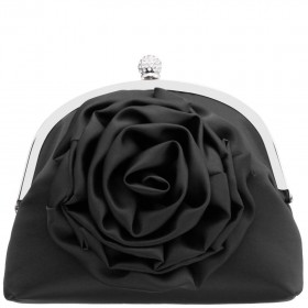 Women Nina Shoes Satin Shop | Sweetie Black Flower Embellished Frame Clutch