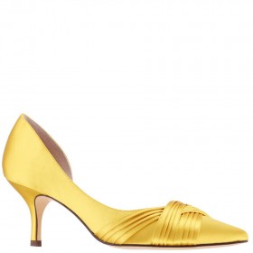 Women Nina Shoes Wide Widths | Blakely Citron Satin D'orsay Mid-heel Pleated-toe Pumps