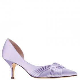 Women Nina Shoes Wide Widths | Blakely Royal Lilac Satin D'orsay Mid-heel Pleated-toe Pumps