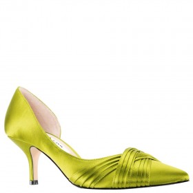 Women Nina Shoes Wide Widths | Blakely Zest Satin D'orsay Mid-heel Pleated-toe Pump