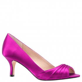 Women Nina Shoes Wide Widths | Chezare Persian Rose Satin Suedette peep-toe Low-heel dressy Pump