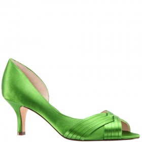 Women Nina Shoes Wide Widths | Contesa Apple Satin D'orsay Pumps With A Peep-toe On A Mid-heel